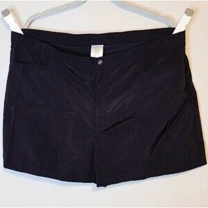 Lands' End Nylon Shorts Liner Swim Outdoor Hiking Women's 18  Black Pockets Zip